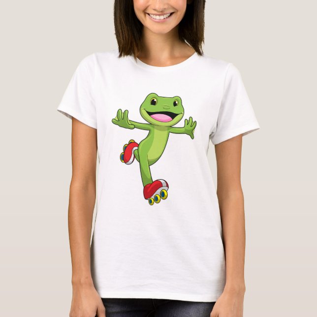 Frosch als Inline-Skater mit Roller-Skaten T-Shirt (Vorderseite)