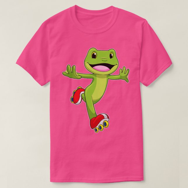Frosch als Inline-Skater mit Roller-Skaten T-Shirt (Design vorne)