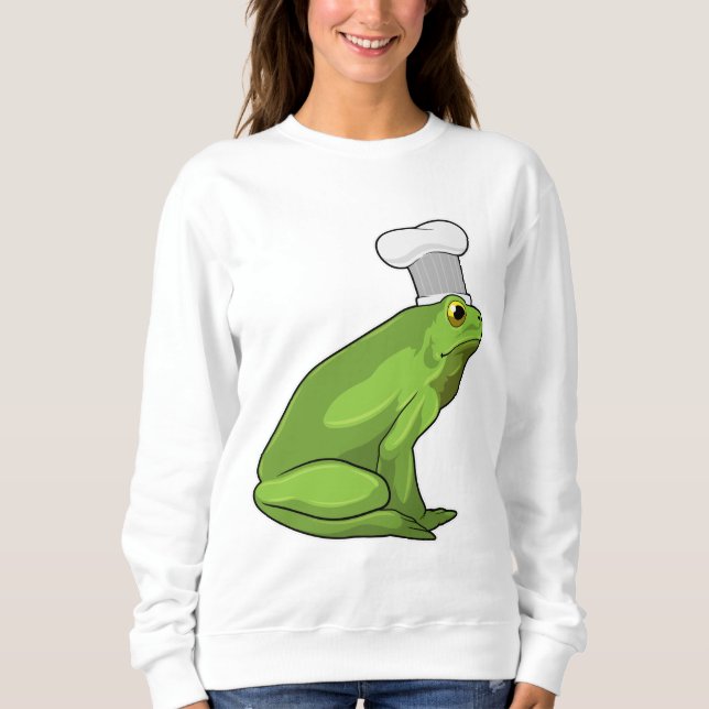 Frosch als Koch mit Koch Hut Sweatshirt (Vorderseite)