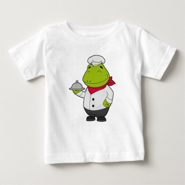 Frosch als Koch mit Platter Baby T-shirt (Vorderseite)