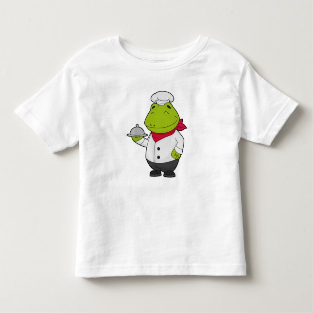 Frosch als Koch mit Platter Kleinkind T-shirt (Vorderseite)