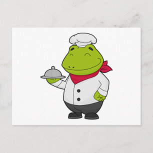 Frosch als Koch mit Platter Postkarte