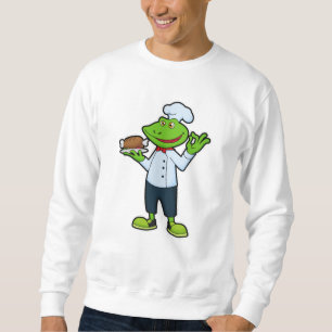 Frosch als Koch mit Servierplatte & Hühnchen Sweatshirt