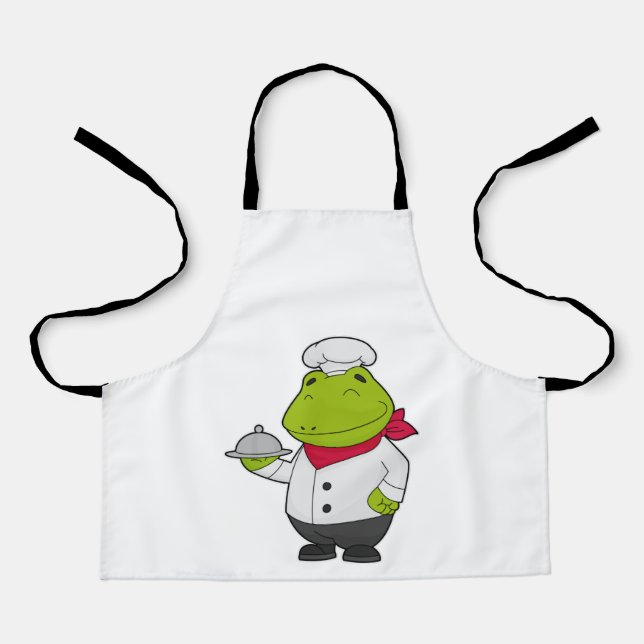 Frosch als Koch mit Teller Schürze (Vorderseite)