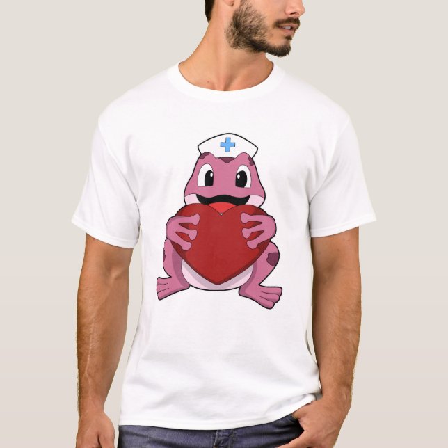 Frosch als Krankenschwester mit Herz T-Shirt (Vorderseite)
