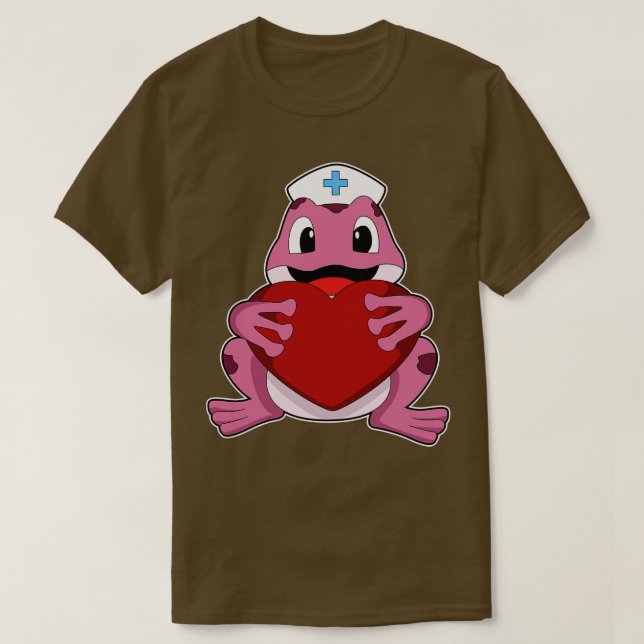 Frosch als Krankenschwester mit Herz T-Shirt (Design vorne)