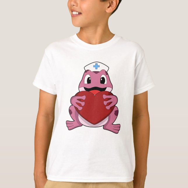 Frosch als Krankenschwester mit Herz T-Shirt (Vorderseite)