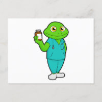 Frosch als Krankenschwester mit Medizin und Stetho