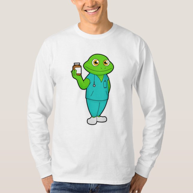 Frosch als Krankenschwester mit Medizin und Stetho T-Shirt (Vorderseite)