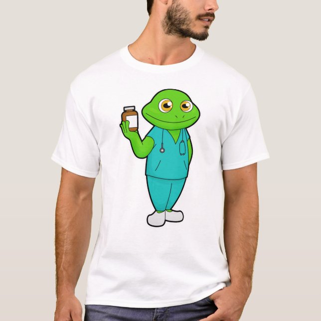 Frosch als Krankenschwester mit Medizin und Stetho T-Shirt (Vorderseite)