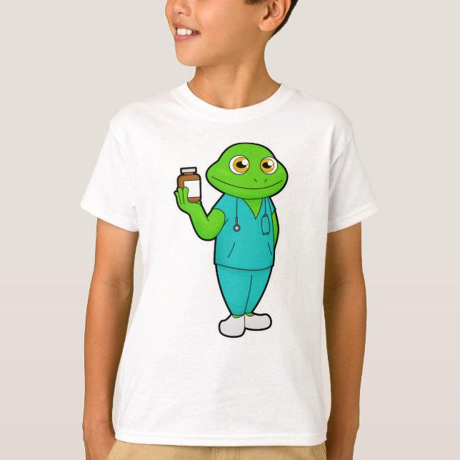 Frosch als Krankenschwester mit Medizin und Stetho T-Shirt (Vorderseite)