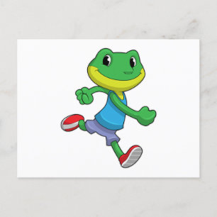 Frosch als Läufer beim Laufen Postkarte