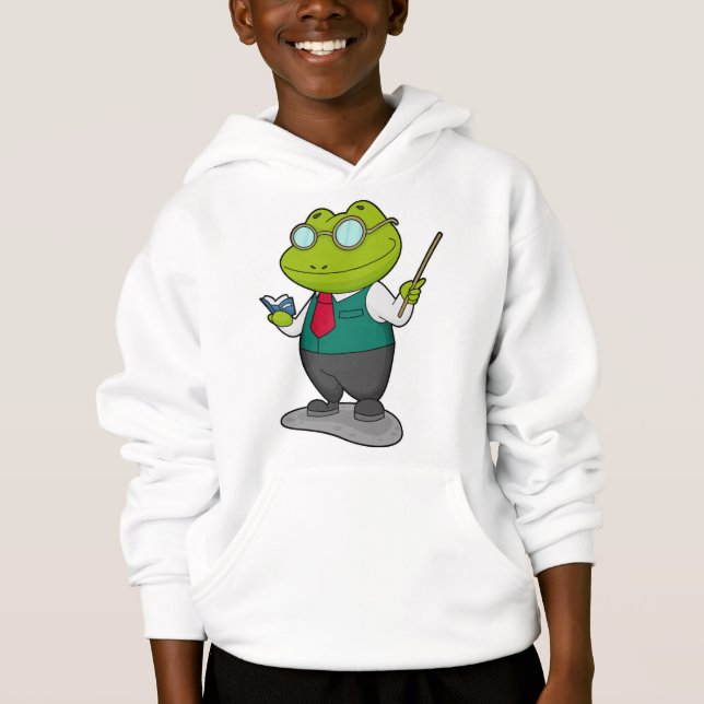 Frosch als Lehrer mit Buch Hoodie (Vorderseite)