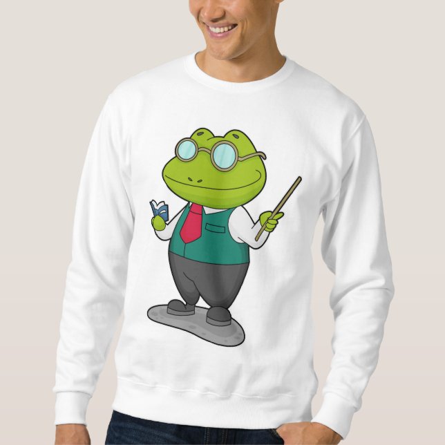 Frosch als Lehrer mit Buch Sweatshirt (Vorderseite)