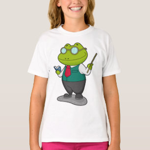 Frosch als Lehrer mit Buch T-Shirt