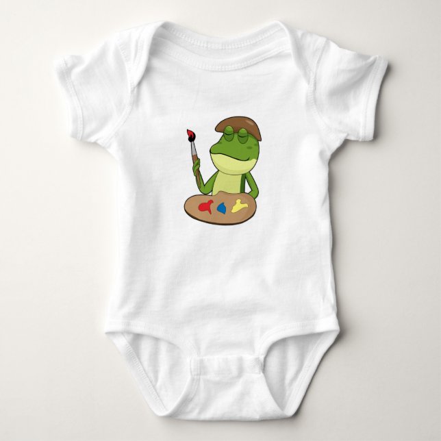 Frosch als Maler mit Pinsel und Farbe Baby Strampler (Vorderseite)