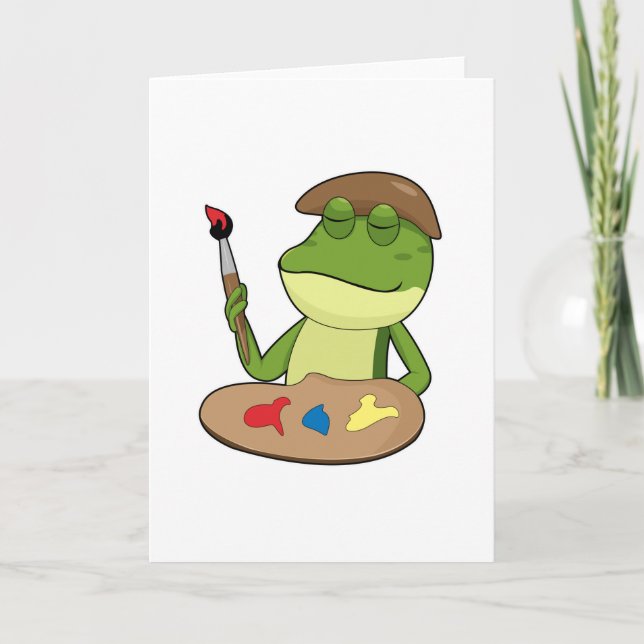 Frosch als Maler mit Pinsel und Farbe Karte (Vorderseite)