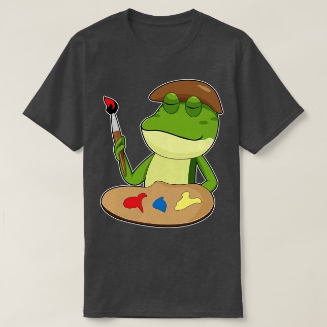Frosch als Maler mit Pinsel und Farbe T-Shirt (Design vorne)