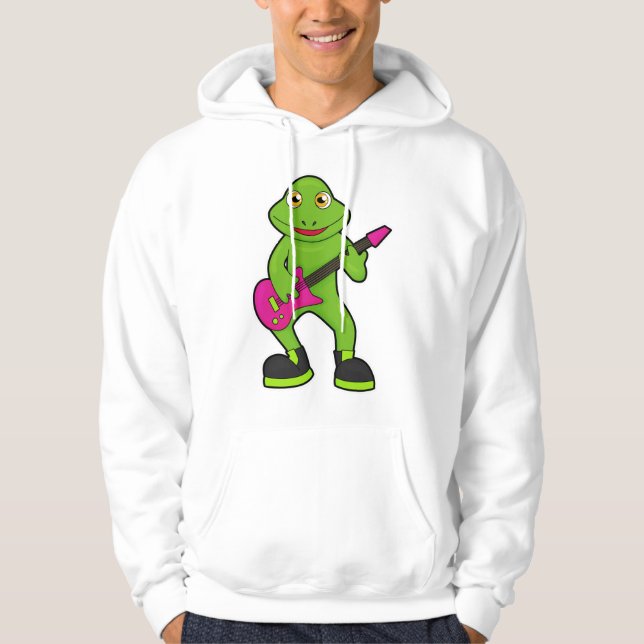 Frosch als Musiker mit Gitarre Hoodie (Vorderseite)