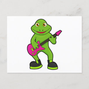 Frosch als Musiker mit Gitarre Postkarte