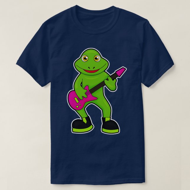 Frosch als Musiker mit Gitarre T-Shirt (Design vorne)