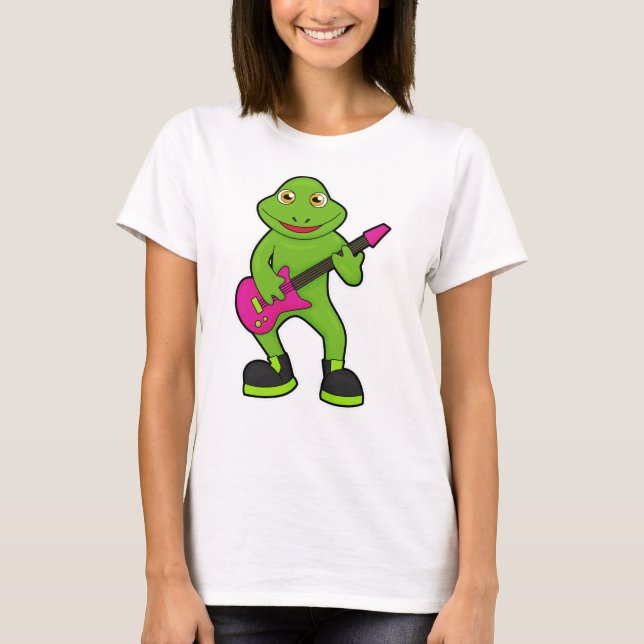 Frosch als Musiker mit Gitarre T-Shirt (Vorderseite)