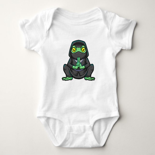 Frosch als Ninja in schwarz Baby Strampler (Vorderseite)