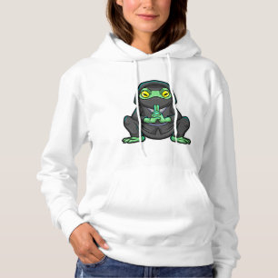 Frosch als Ninja in schwarz Hoodie