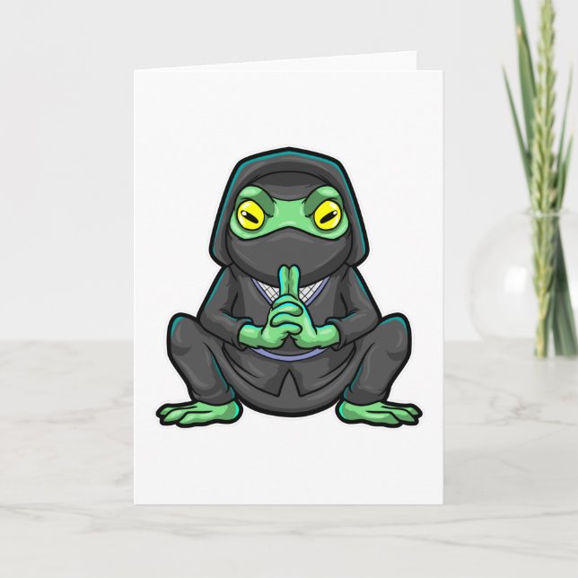 Frosch als Ninja in Schwarz Karte (Vorderseite)