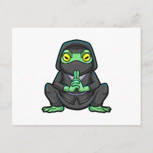 Frosch als Ninja in schwarz Postkarte