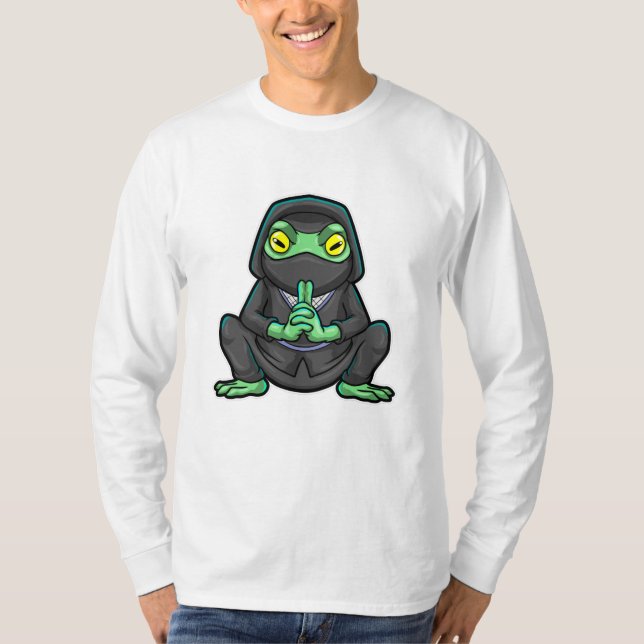 Frosch als Ninja in schwarz T-Shirt (Vorderseite)