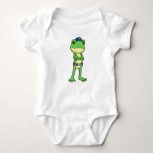 Frosch als Polizeibeamter mit Polizeihut Baby Strampler