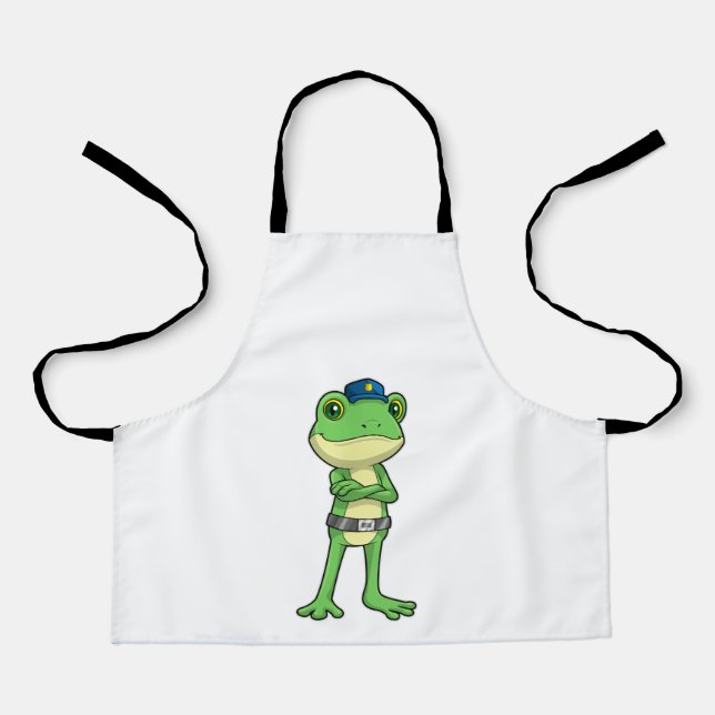 Frosch als Polizeibeamter mit Polizeihut Schürze (Vorderseite)
