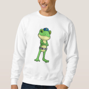 Frosch als Polizeibeamter mit Polizeihut Sweatshirt