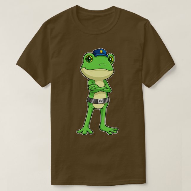 Frosch als Polizeibeamter mit Polizeihut T-Shirt (Design vorne)