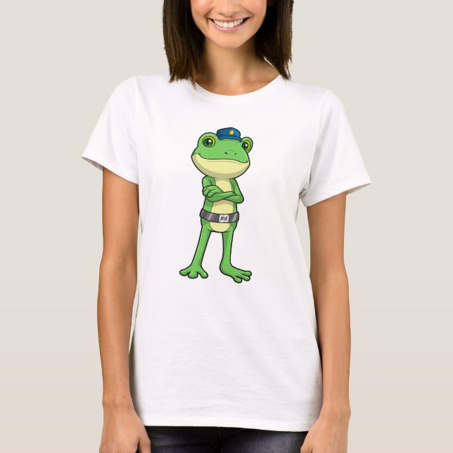 Frosch als Polizeibeamter mit Polizeihut T-Shirt (Vorderseite)