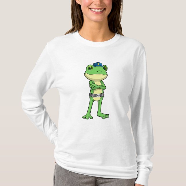 Frosch als Polizeibeamter mit Polizeihut T-Shirt (Vorderseite)