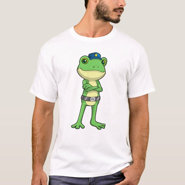 Frosch als Polizeibeamter mit Polizeihut T-Shirt (Vorderseite)
