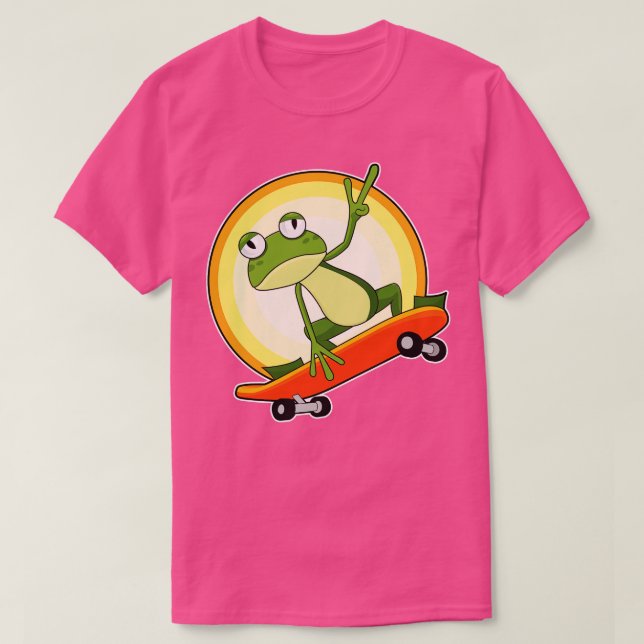 Frosch als Skater mit Skateboard T-Shirt (Design vorne)