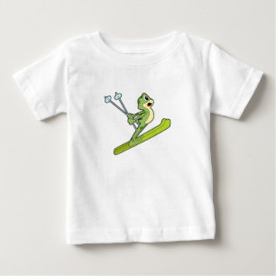 Frosch als Skijumper mit Ski.PNG Baby T-shirt