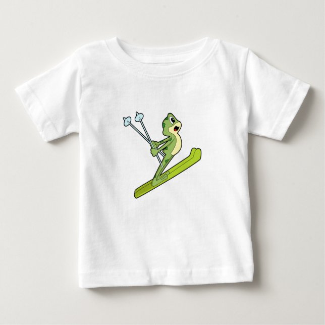 Frosch als Skijumper mit Ski.PNG Baby T-shirt (Vorderseite)