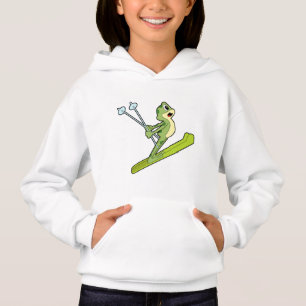 Frosch als Skijumper mit Ski.PNG Hoodie