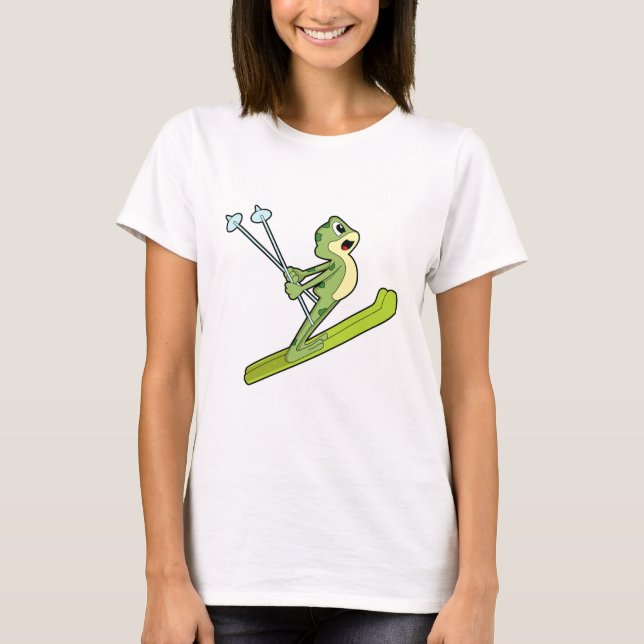 Frosch als Skijumper mit Ski.PNG T-Shirt (Vorderseite)