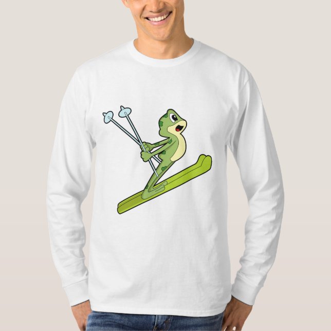 Frosch als Skijumper mit Ski.PNG T-Shirt (Vorderseite)