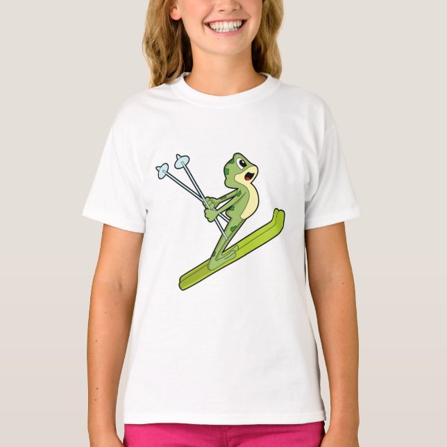 Frosch als Skijumper mit Ski.PNG T-Shirt (Vorderseite)