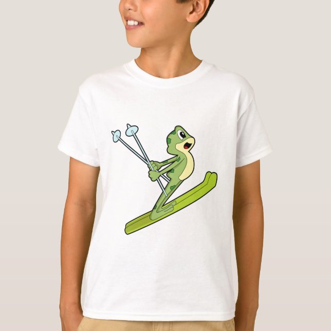 Frosch als Skijumper mit Ski.PNG T-Shirt (Vorderseite)