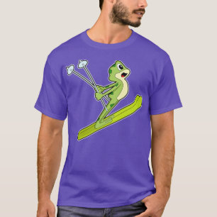 Frosch als Skispringer mit Ski T-Shirt