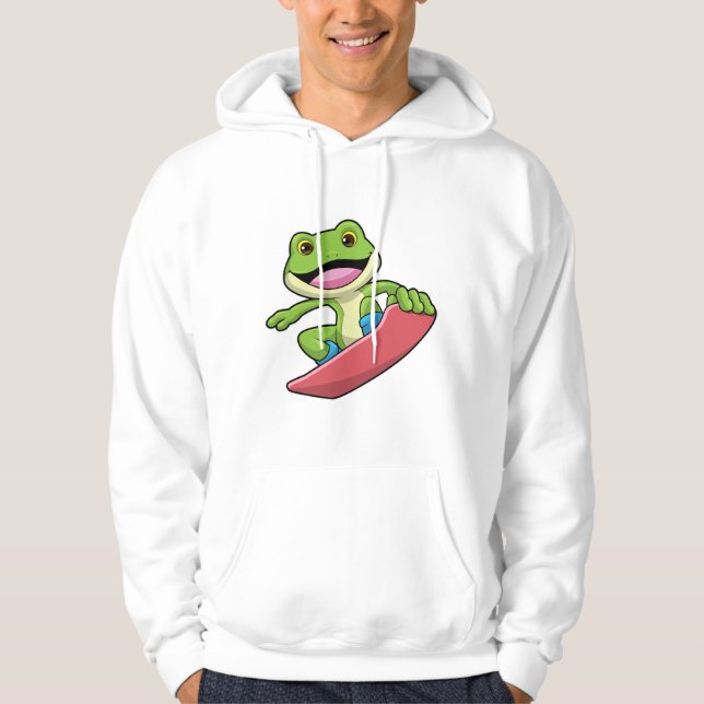 Frosch als Snowboarder mit Snowboard Hoodie (Vorderseite)