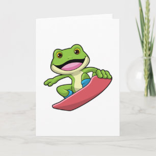 Frosch als Snowboarder mit Snowboard Karte