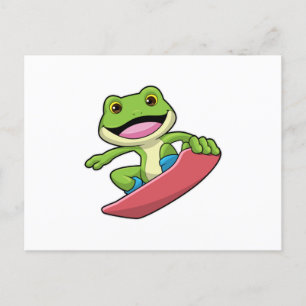 Frosch als Snowboarder mit Snowboard Postkarte